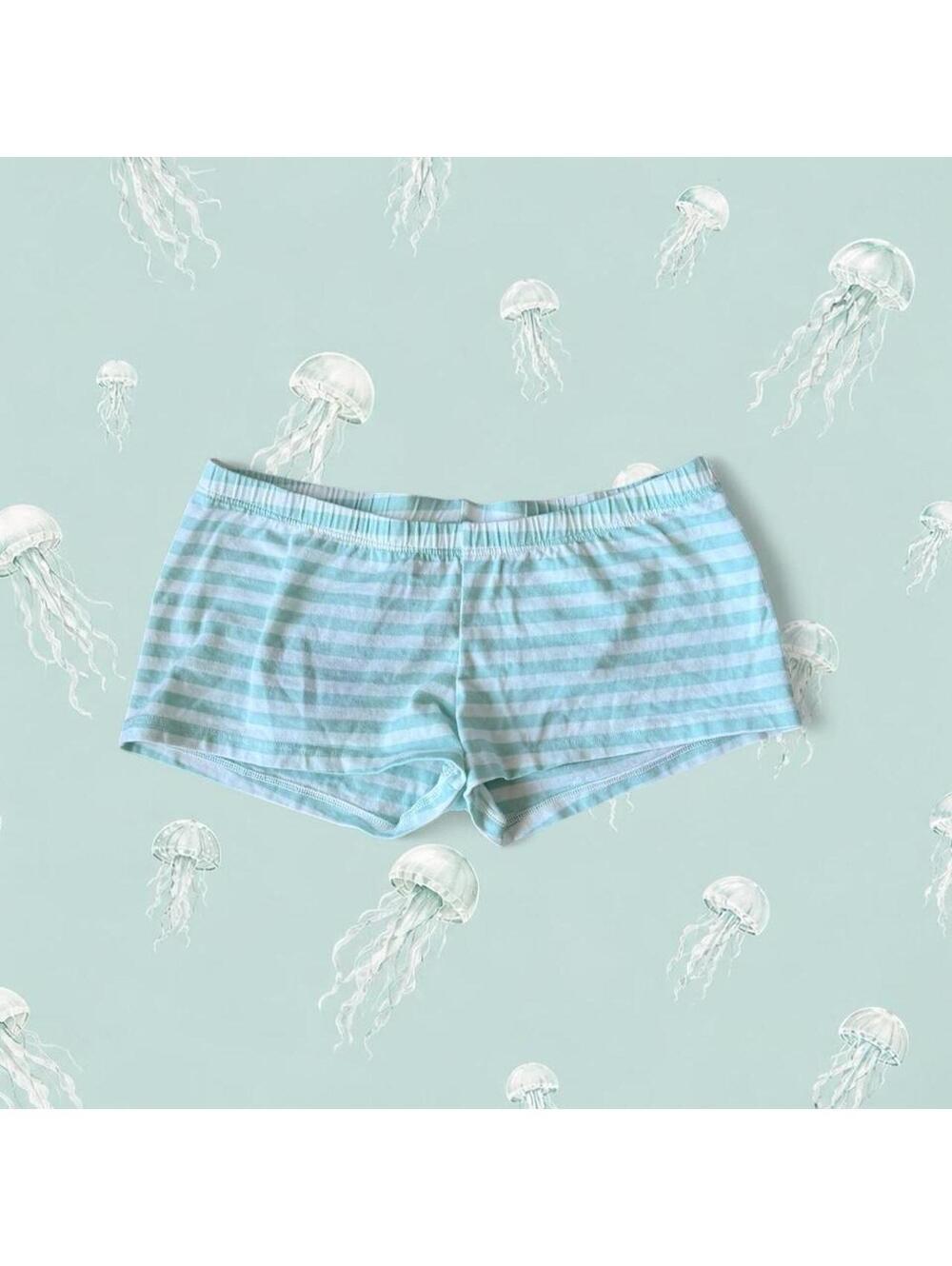 Brandy Melville teal and white striped shorts